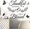 Inspirational Quote Wall Decor Thankful Grateful Blessed Wall Decal Quote Faith Vinyl Lettering Wall Stickers for Home Decor Living Room TV Background Home Decoration